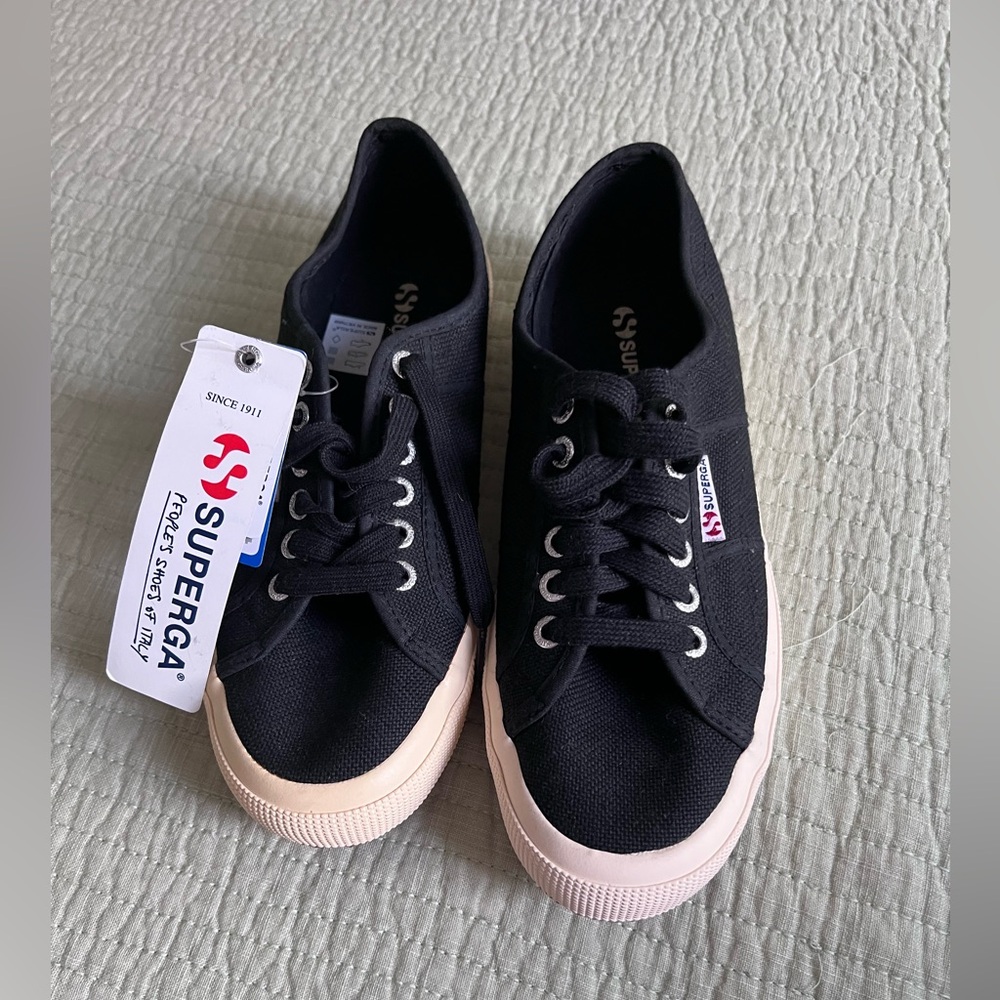 Superga Black and cream Canvas Sneakers - Picture 3 of 9